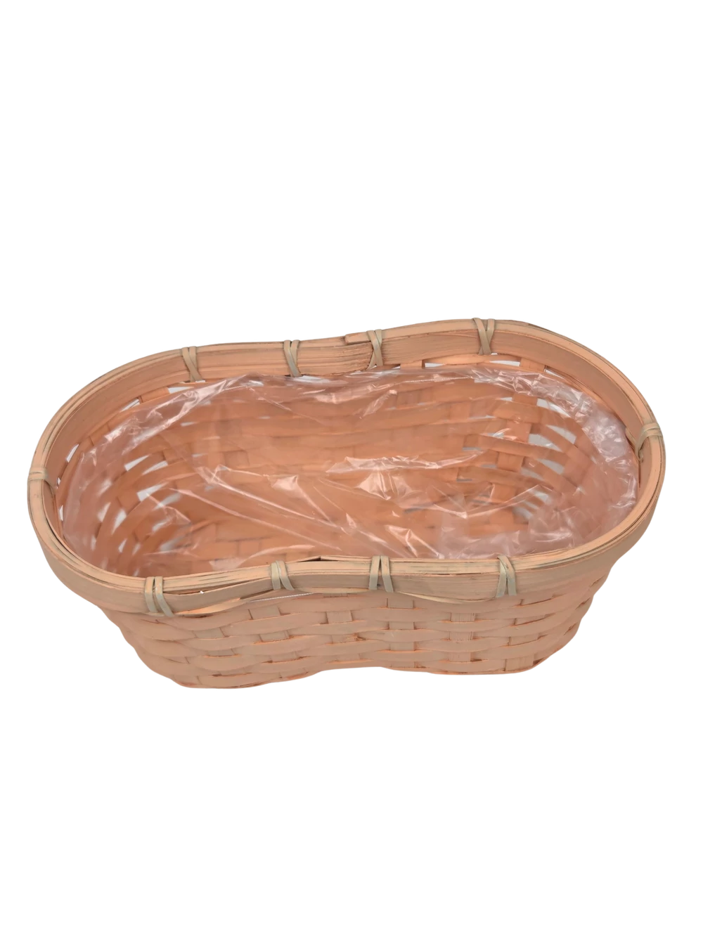 Kép 2/2 - Színes ovál bambusz kosár 25 cm  - Barack