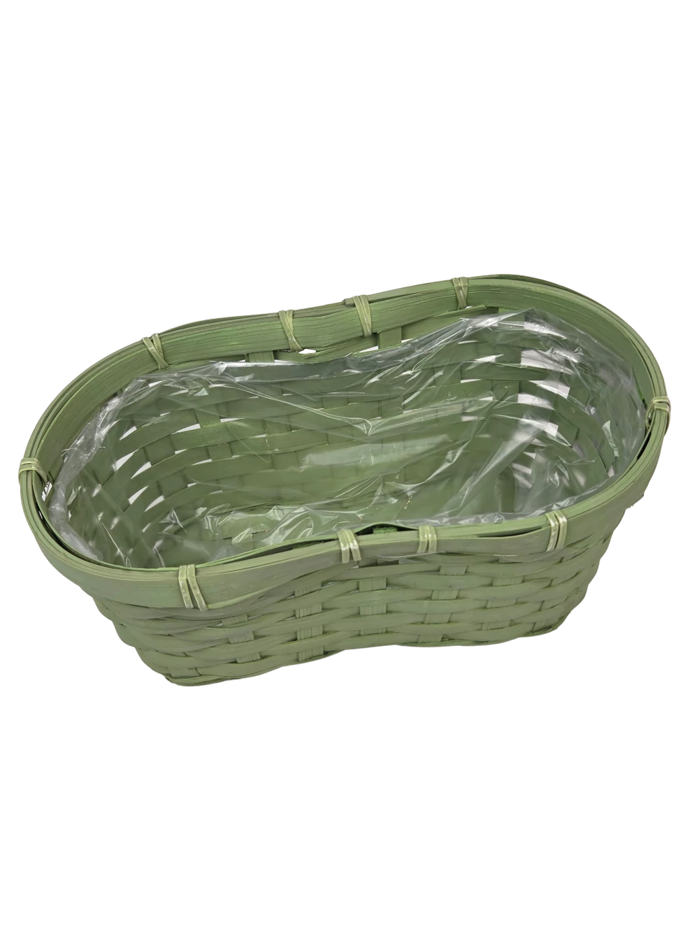 Kép 2/2 - Színes ovál bambusz kosár 25 cm  - Olíva zöld