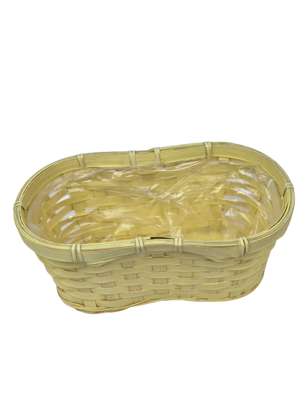 Kép 2/2 - Színes ovál bambusz kosár 25 cm  - Sárga