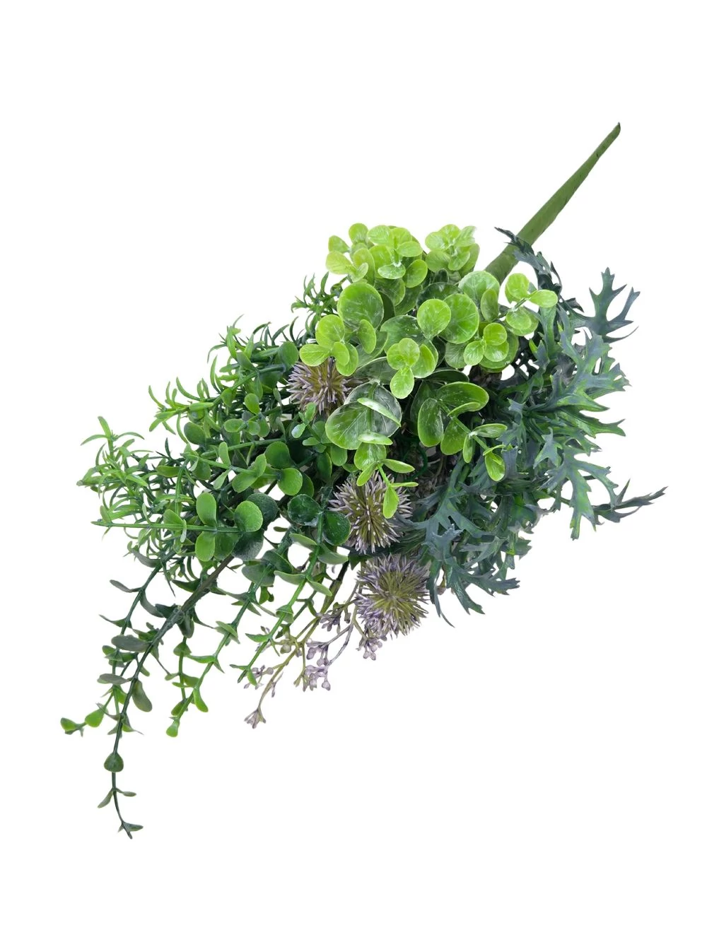 Kép 2/3 - Vegyes műzöld csokor bojtorjánnal - Lila