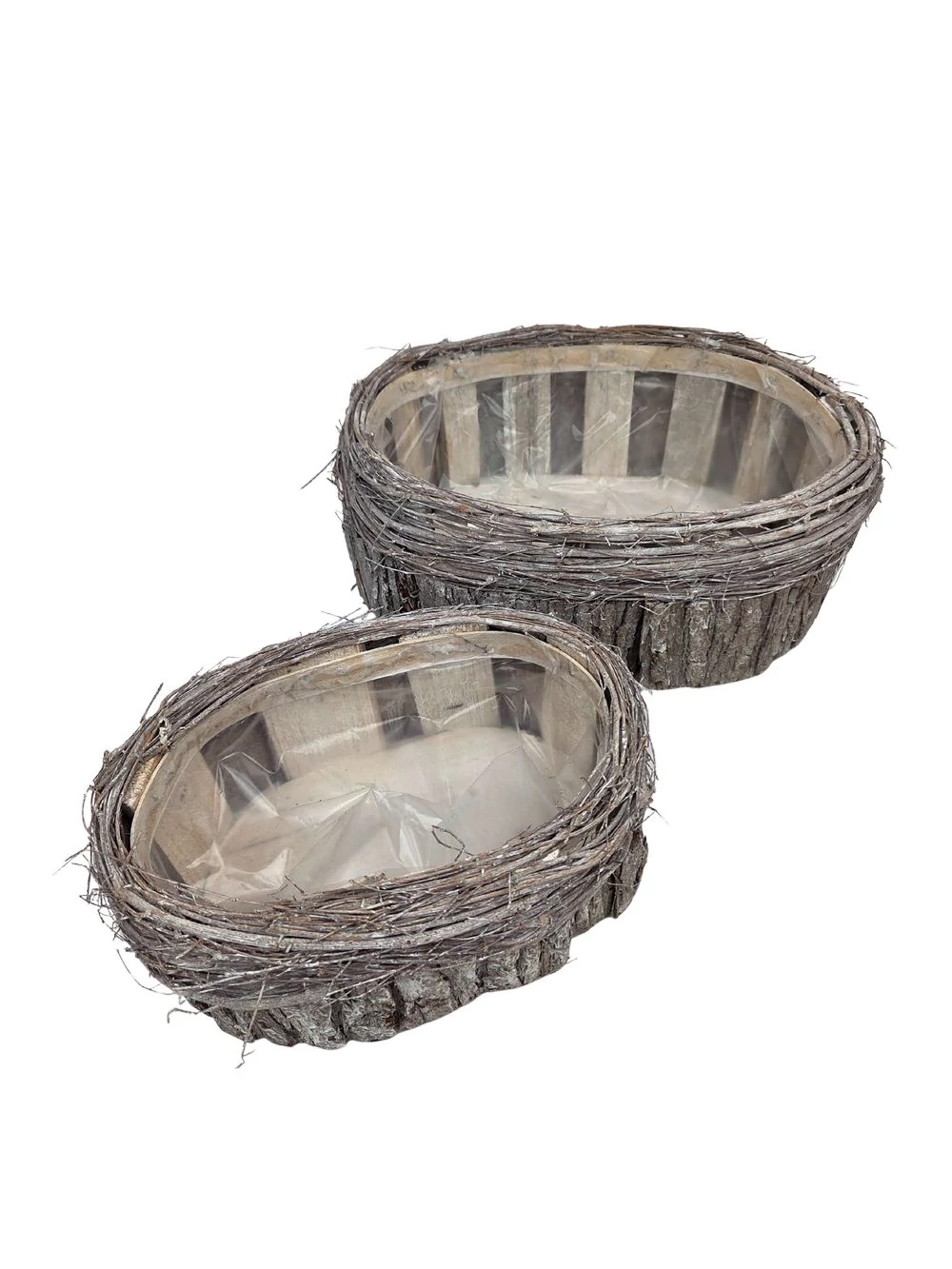 Kép 2/2 - Hamvas fakérges ovál beültethető láda*2