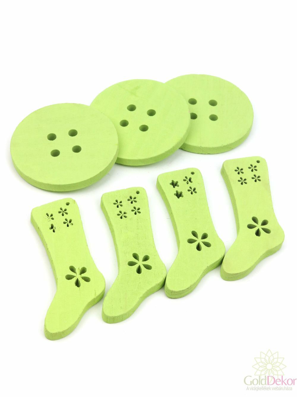 Fa dekor zokni gomb - Zöld