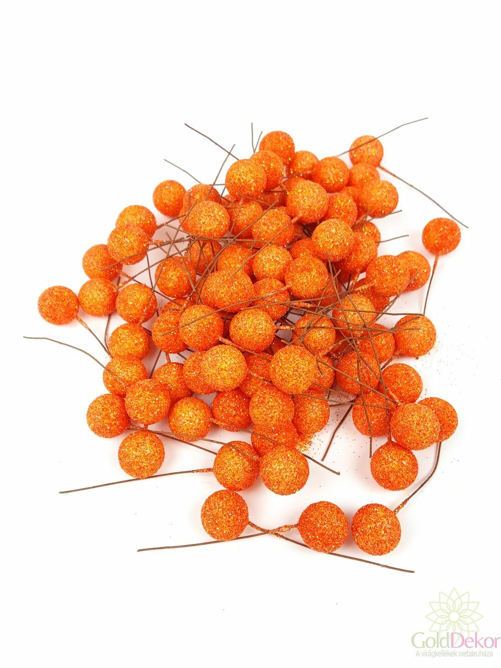 Glitteres drótos bogyó - Narancs