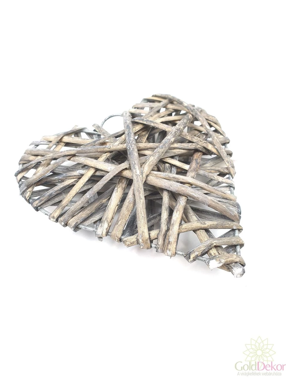 Kép 2/2 - Rattan szív 15cm - Szürke