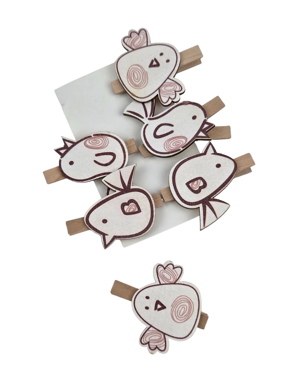 Kép 2/2 - Rajzos madár csipeszes