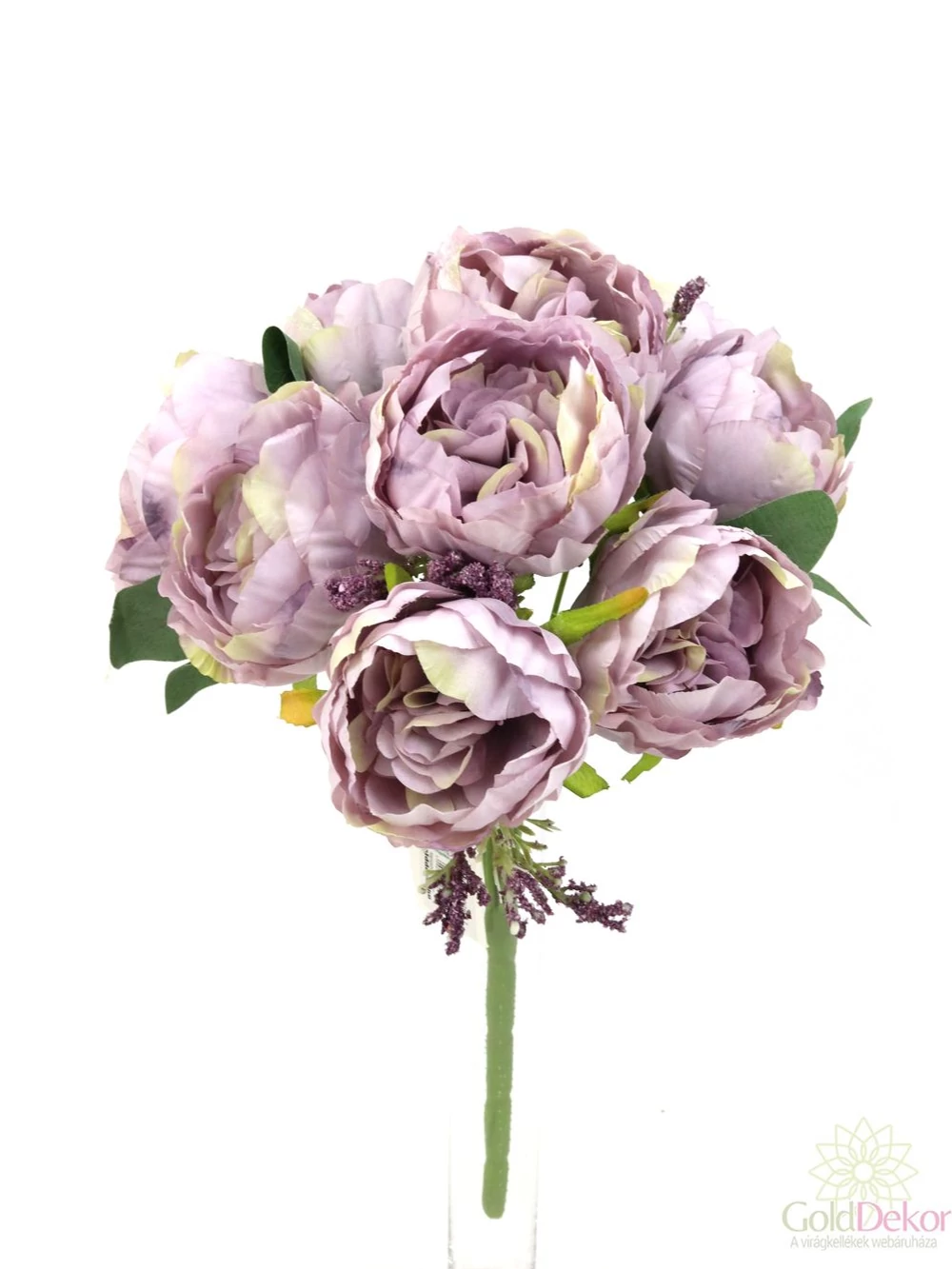 Kép 2/3 - Peonia csokor fürt bogyóval - Lila