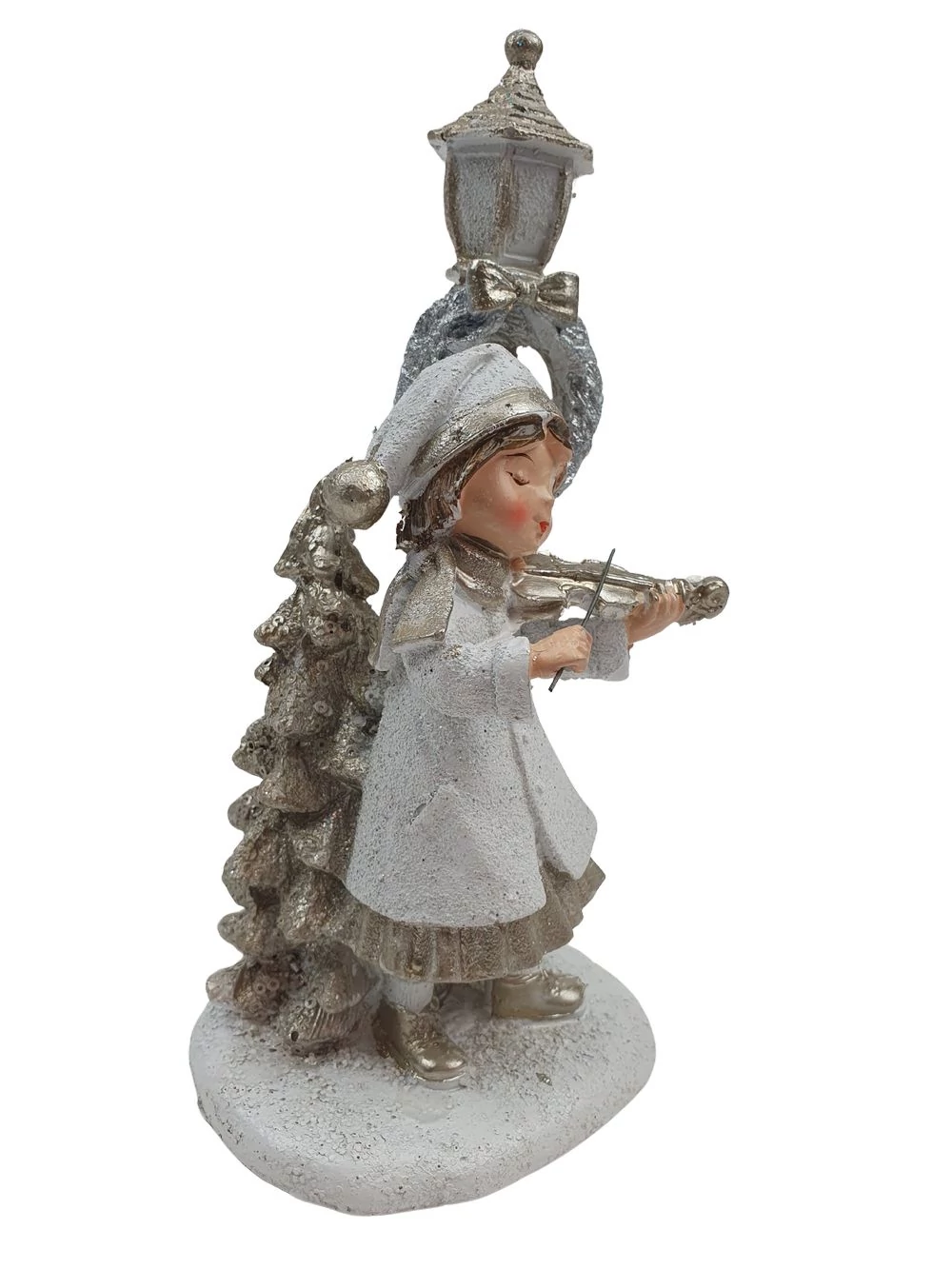 Kép 2/2 - Hangszeres téli figura lámpaoszloppal - Lány