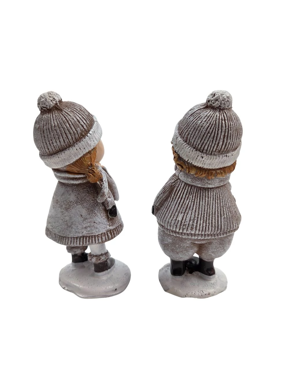 Kép 2/2 - Drapp ruhás karácsonyi figura arany dísszel