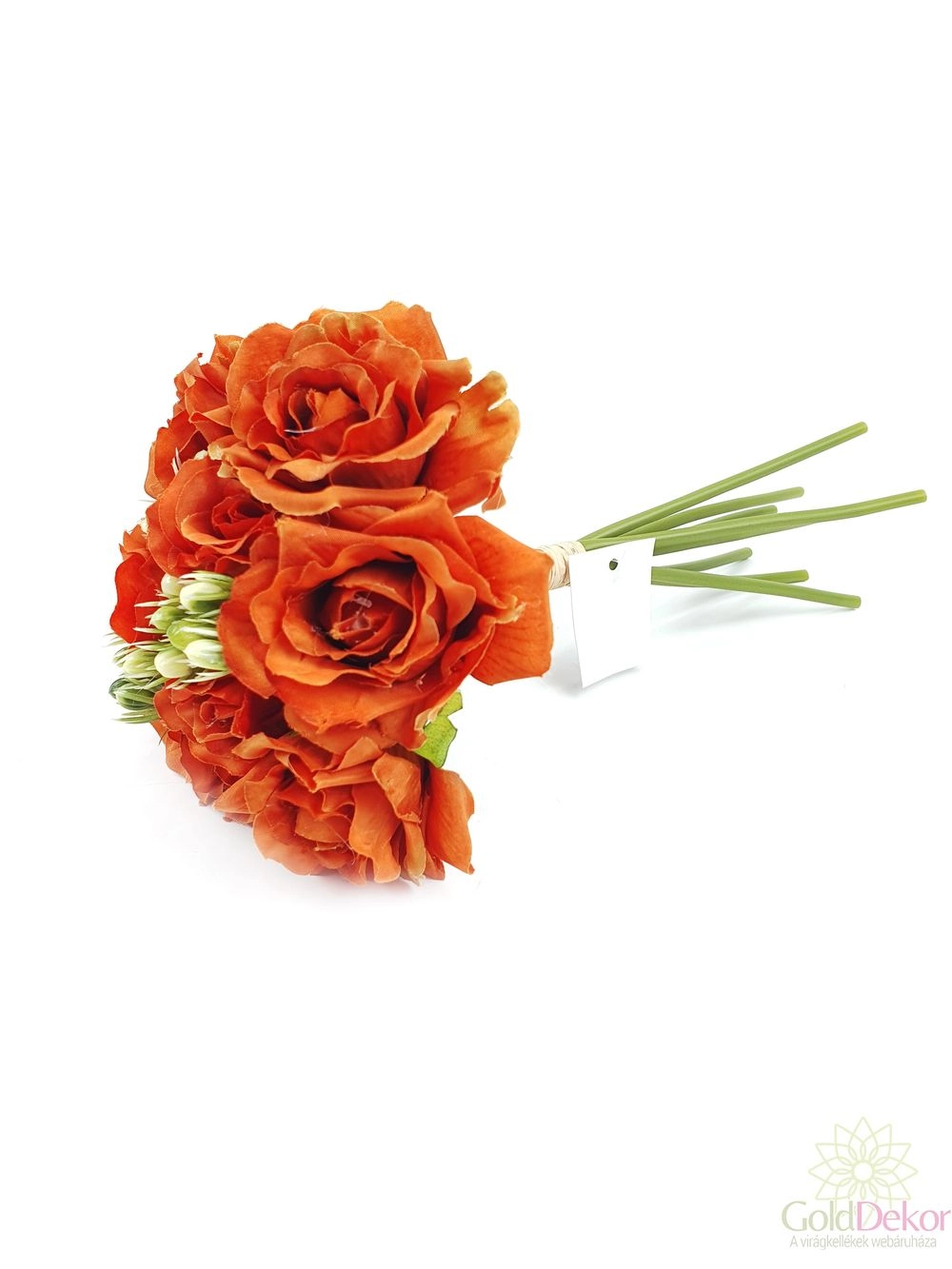 Kép 2/2 - Fodros szirmú dekor rózsa csokor - Narancs