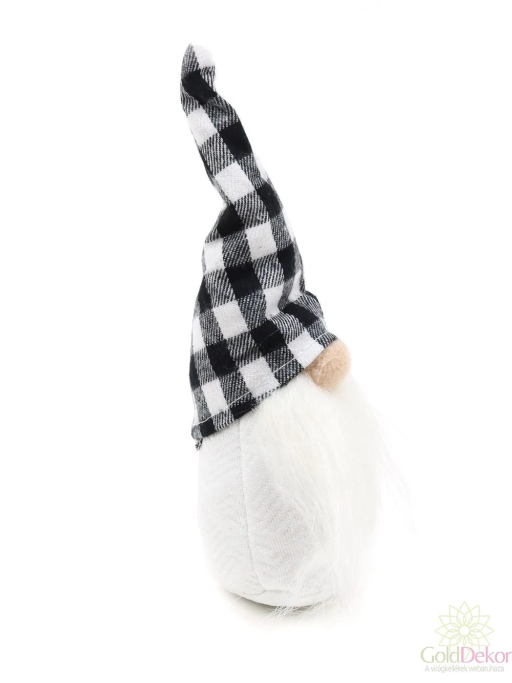 Kép 2/2 - Kockás textil manó - Kockás sapkás