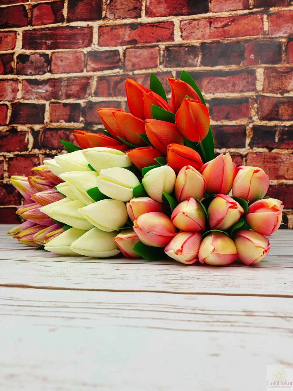 Kép 2/2 - Dekor tulipán csokor*12 - Narancs