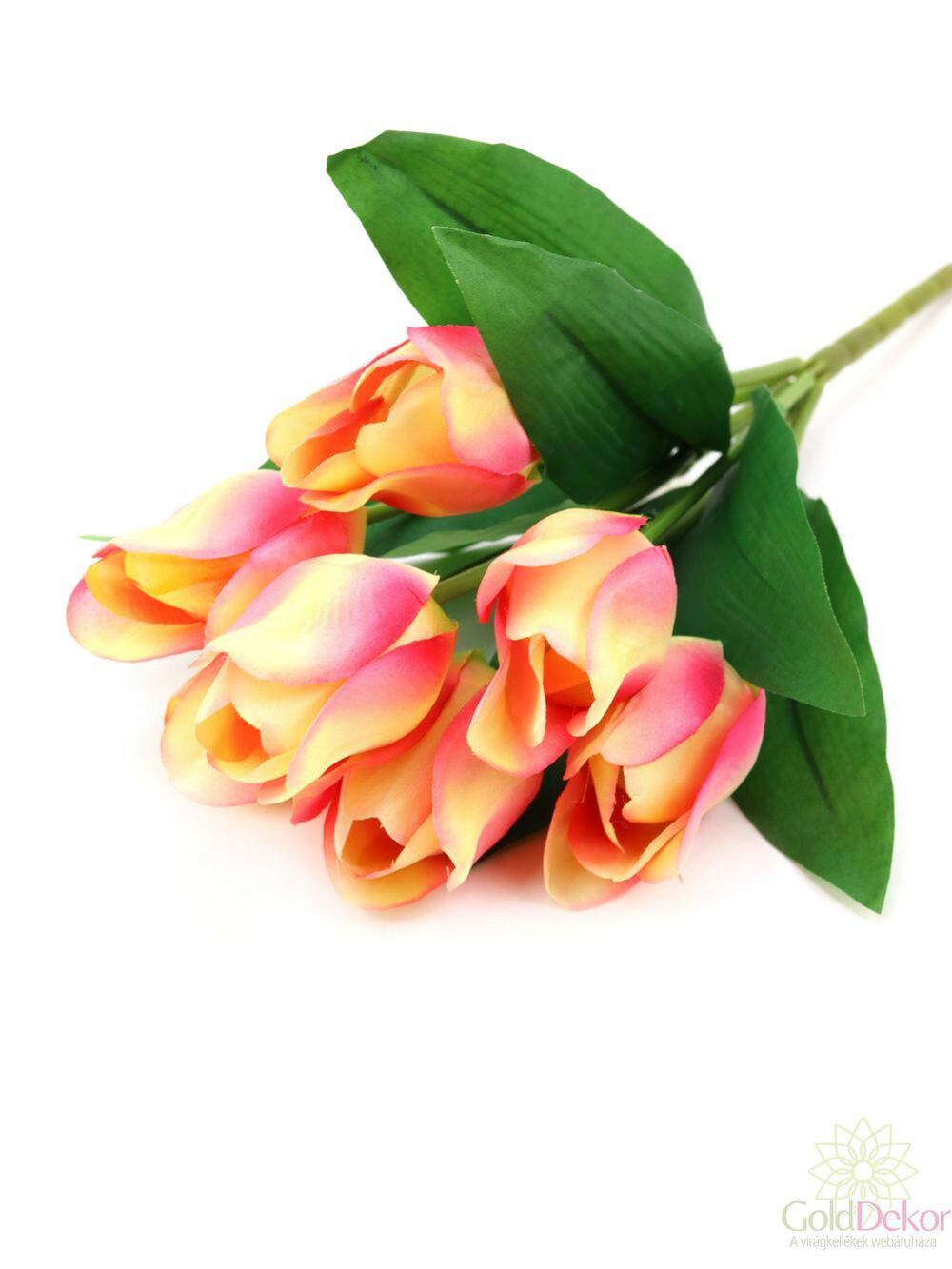Kép 1/3 - Nagyfejű tulipán csokor 7 fejes - Cirmos rózsaszín