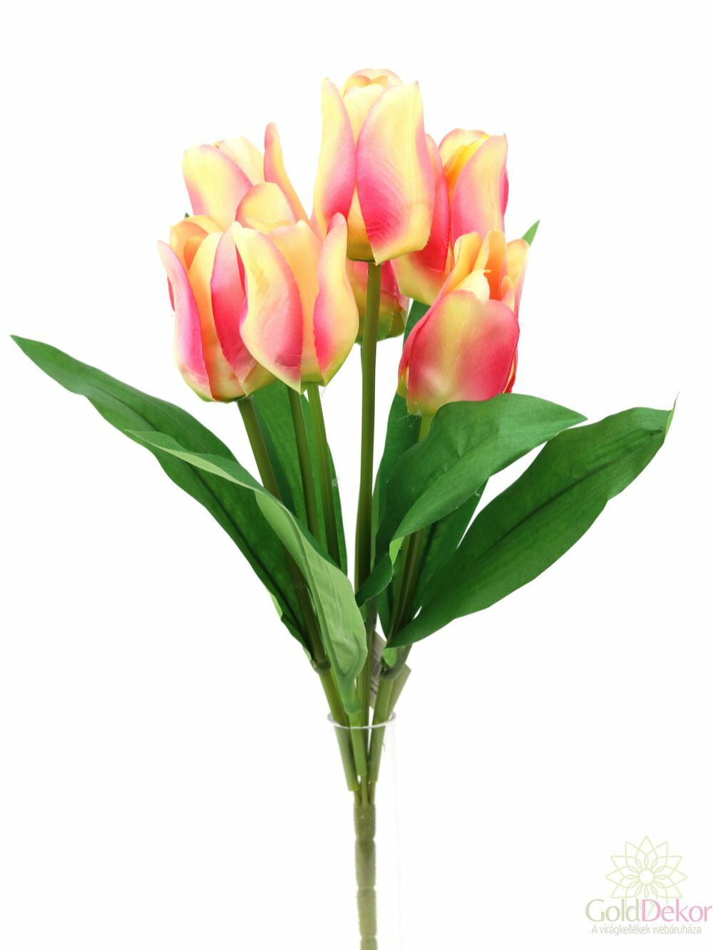 Kép 2/3 - Nagyfejű tulipán csokor 7 fejes - Cirmos rózsaszín