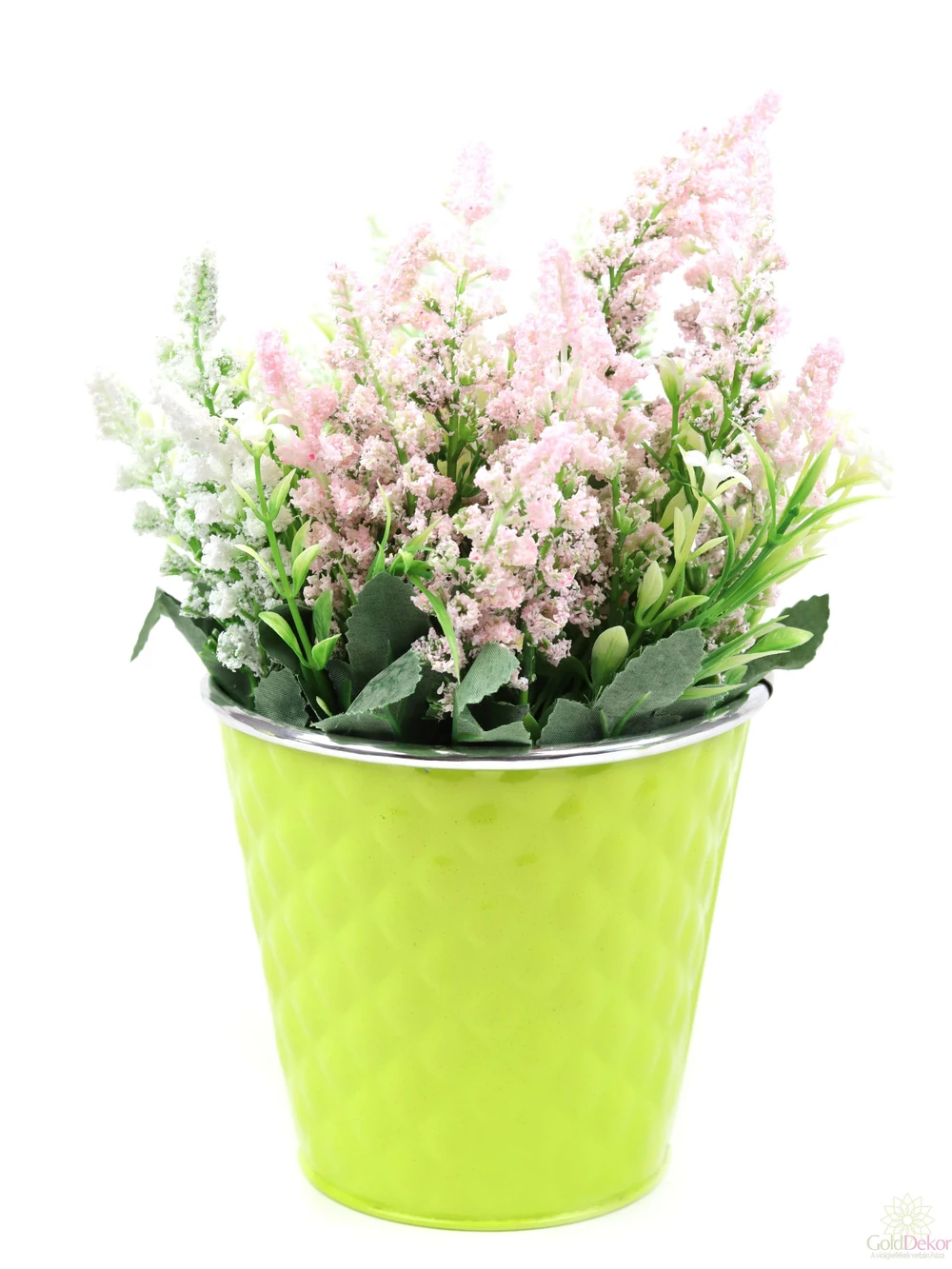 Kép 2/2 - Rombusz mintás bádog kaspó 13cm - Zöld