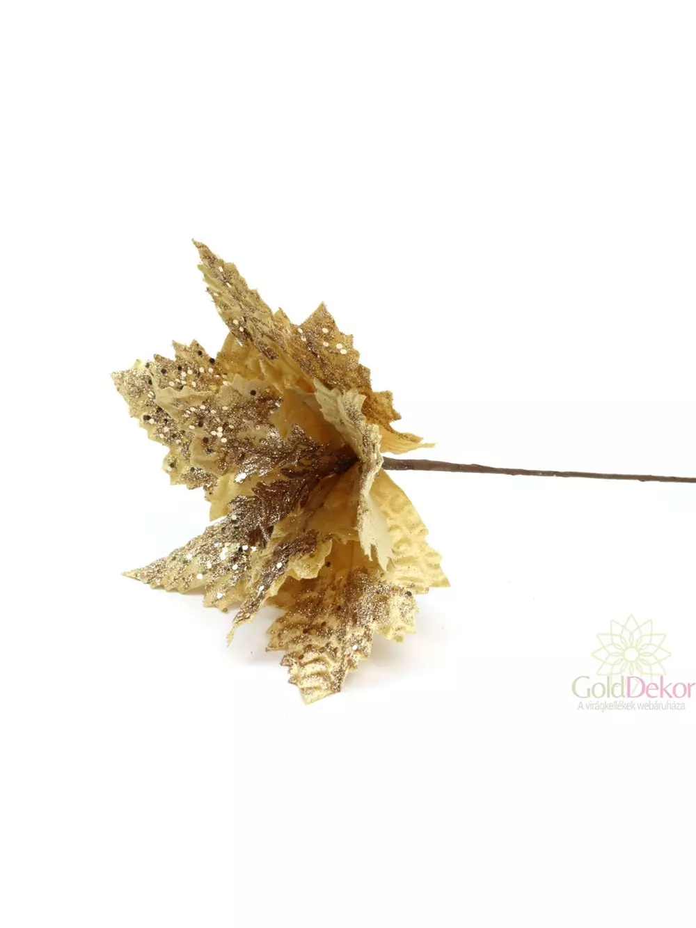 Kép 2/2 - Nagy glitteres bársony mikulás virág - Arany