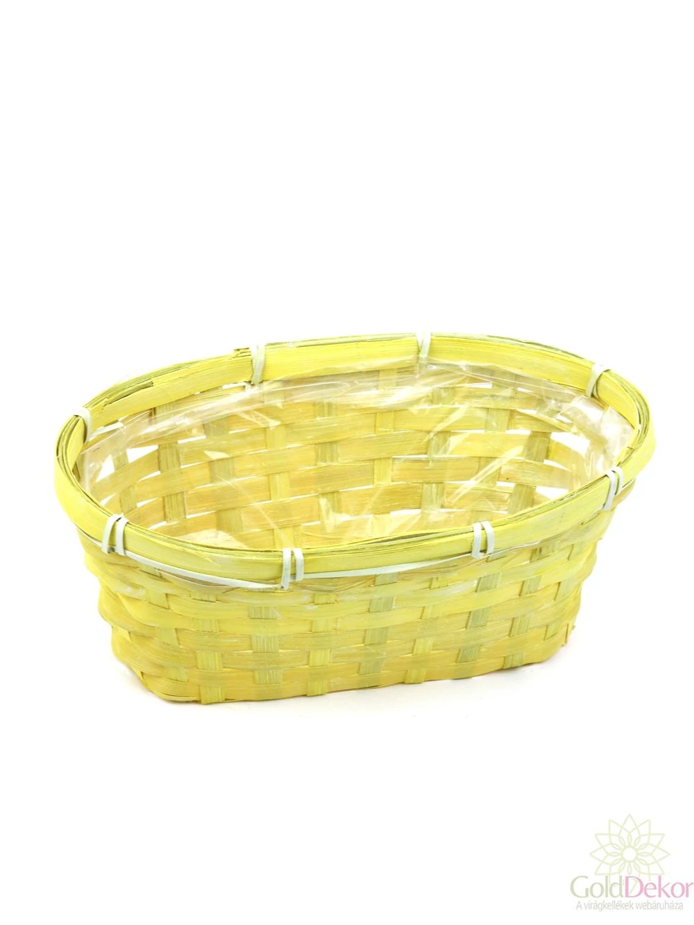 Kép 2/2 - Színes bambusz kosár ovál 24 cm - Sárga