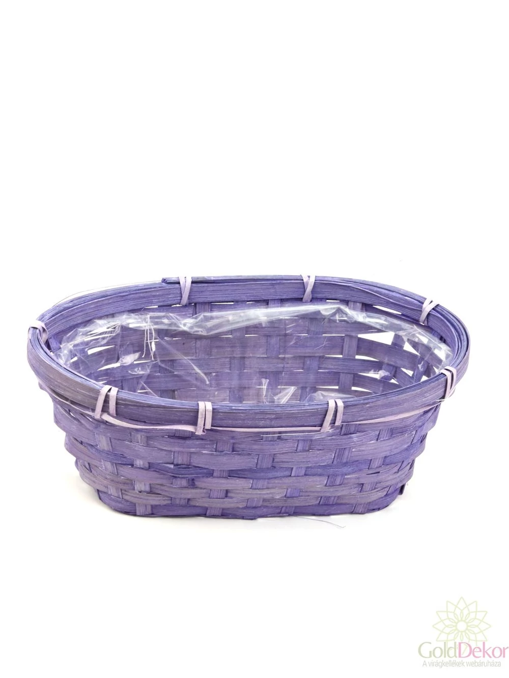 Kép 2/2 - Színes bambusz kosár ovál 24 cm - Lila