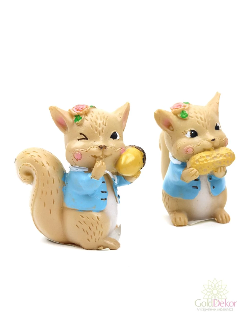 Kép 2/2 - Kék ruhás mókus figura