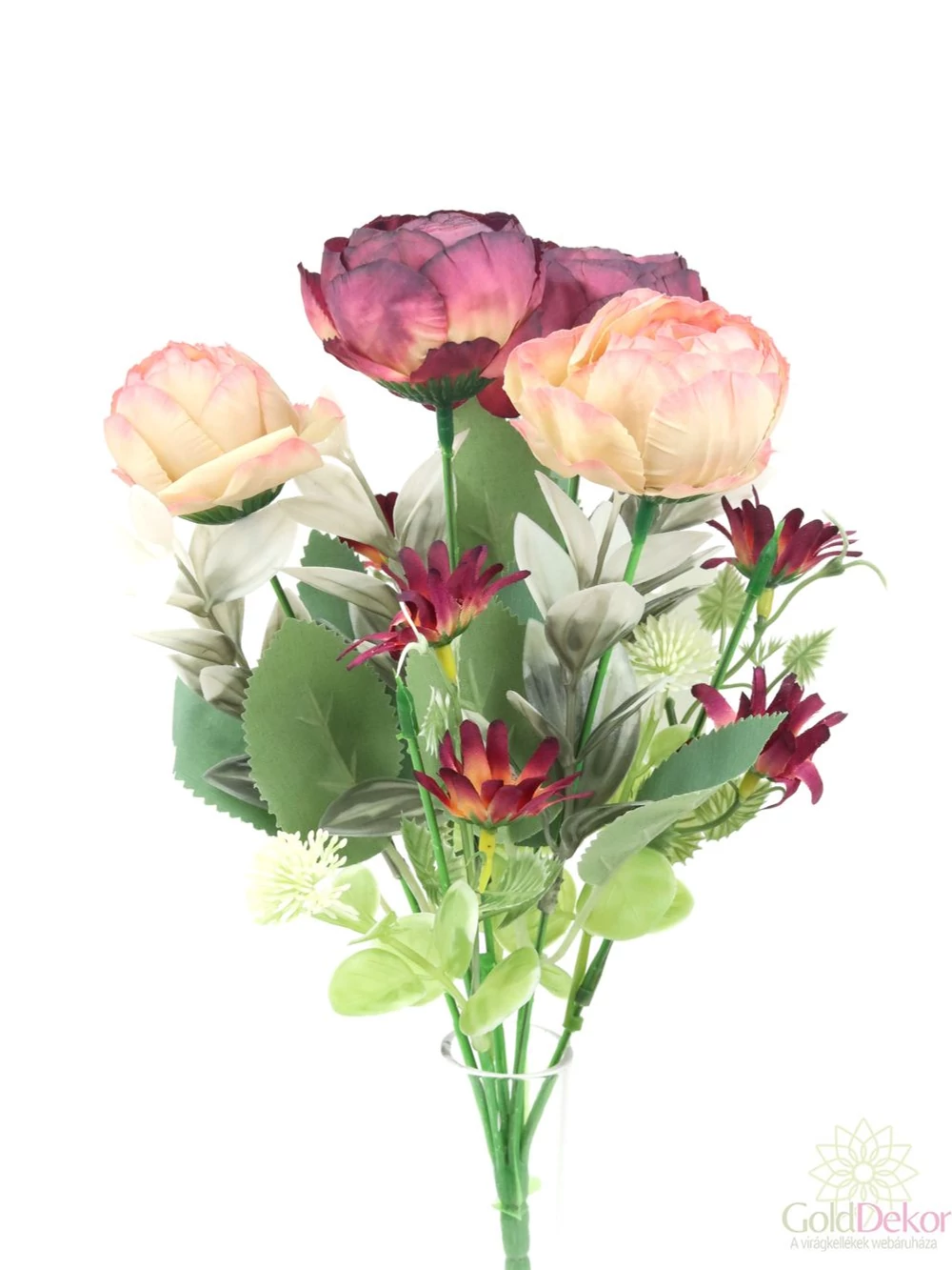 Kép 3/3 - Vegyes színű paeonia csokor - Bordó-cirmos