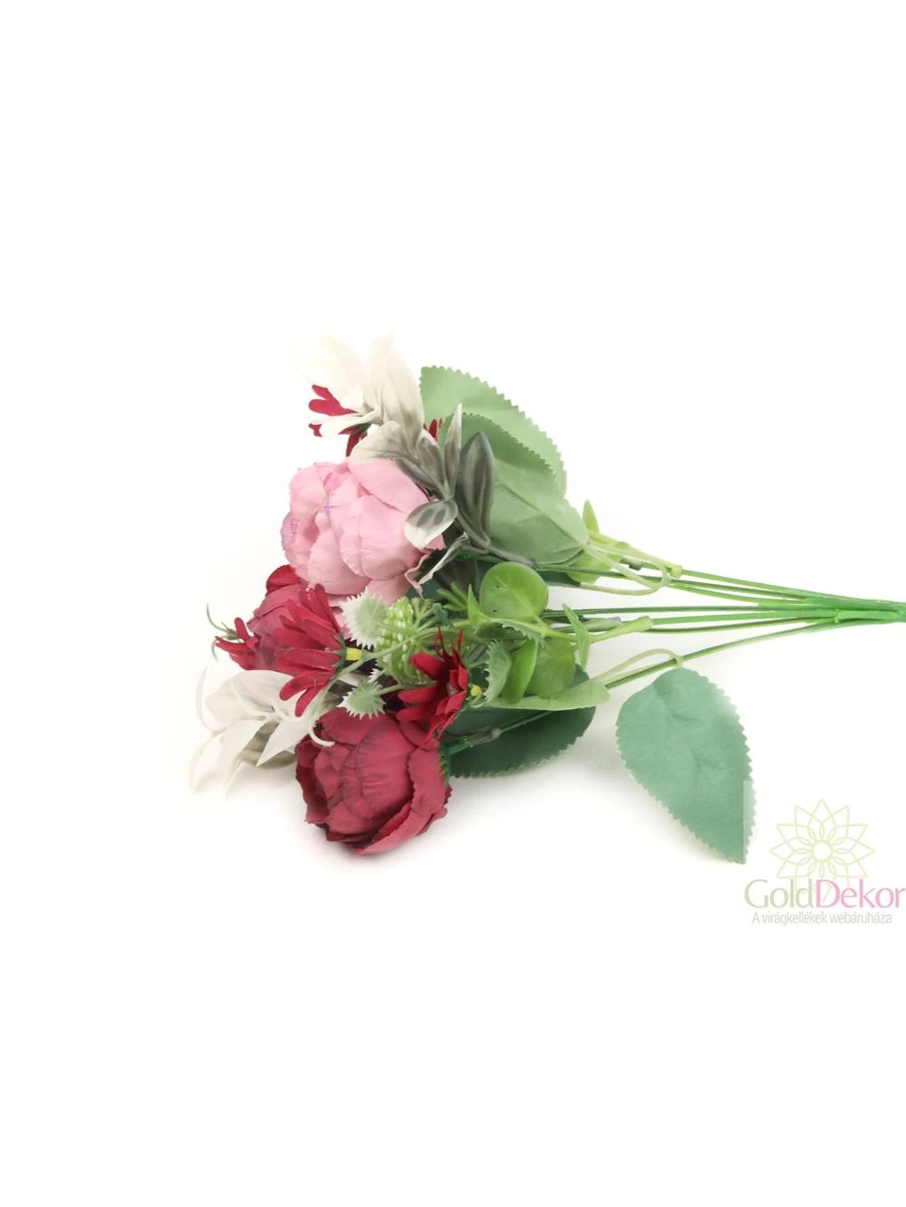 Kép 2/3 - Vegyes színű paeonia csokor - Bordó-fáradt rózsaszín