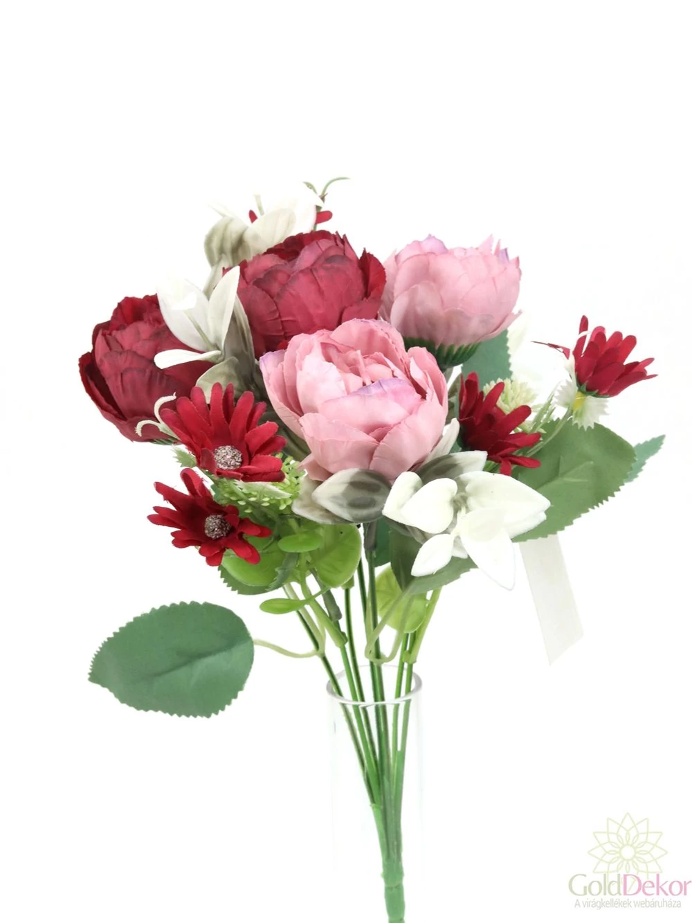 Kép 3/3 - Vegyes színű paeonia csokor - Bordó-fáradt rózsaszín