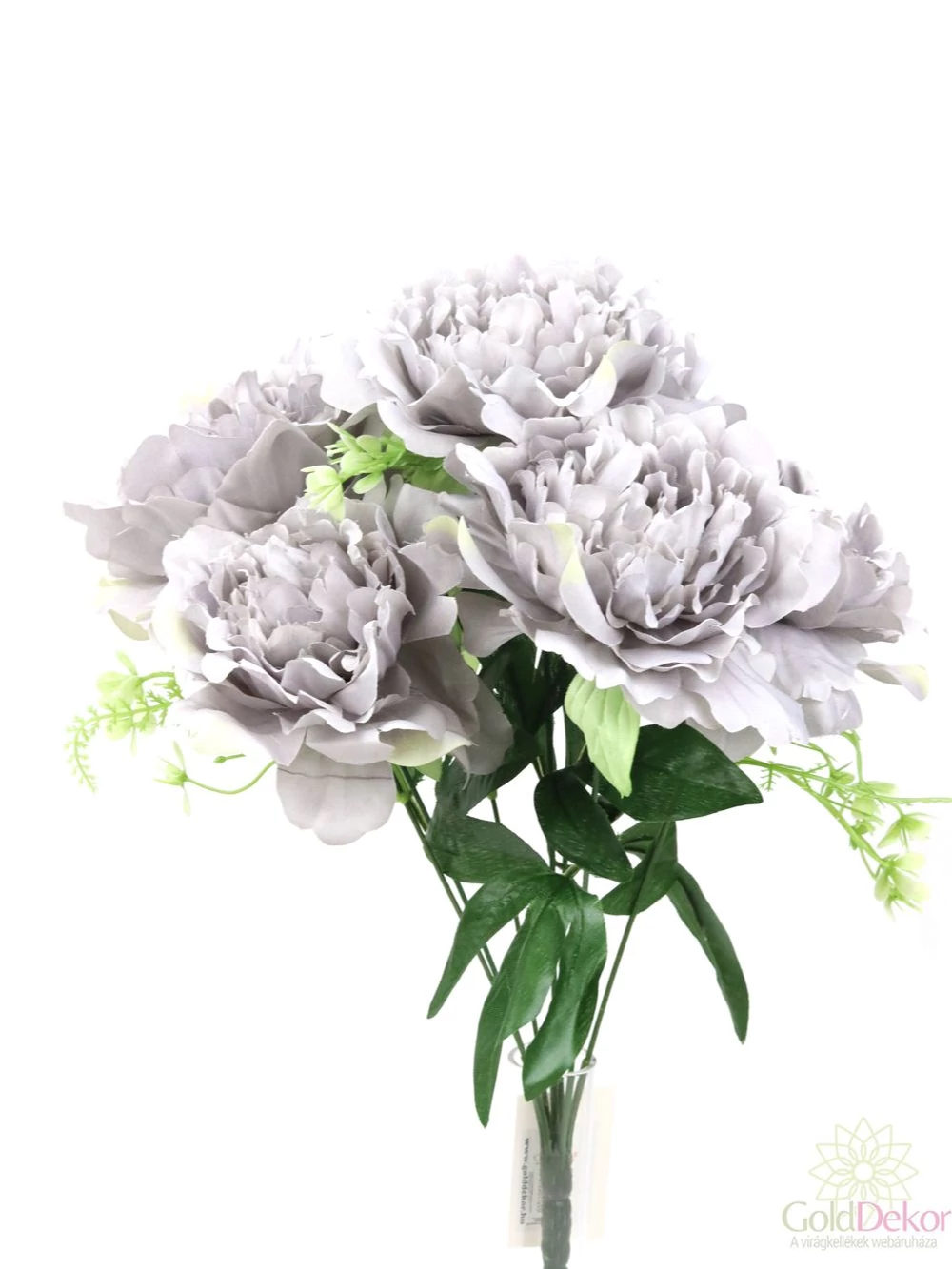 Kép 3/3 - 7 fejes nyílt paeonia csokor - Szürke
