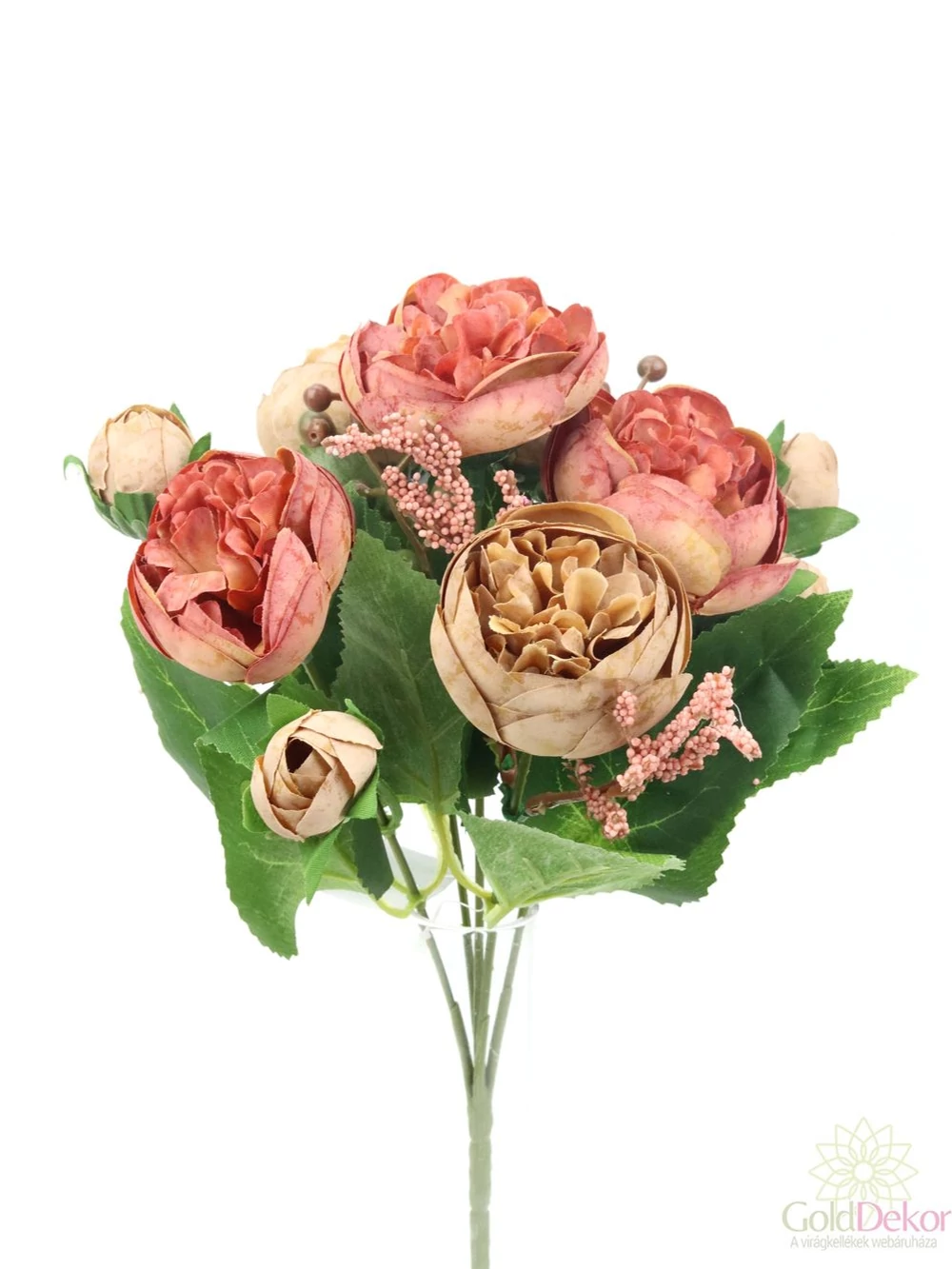 Kép 3/3 - 5+4 antik peonia csokor - Barna-bordó