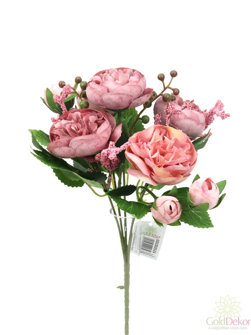 Kép 3/3 - 5+4 antik peonia csokor - Mályva-rózsaszín