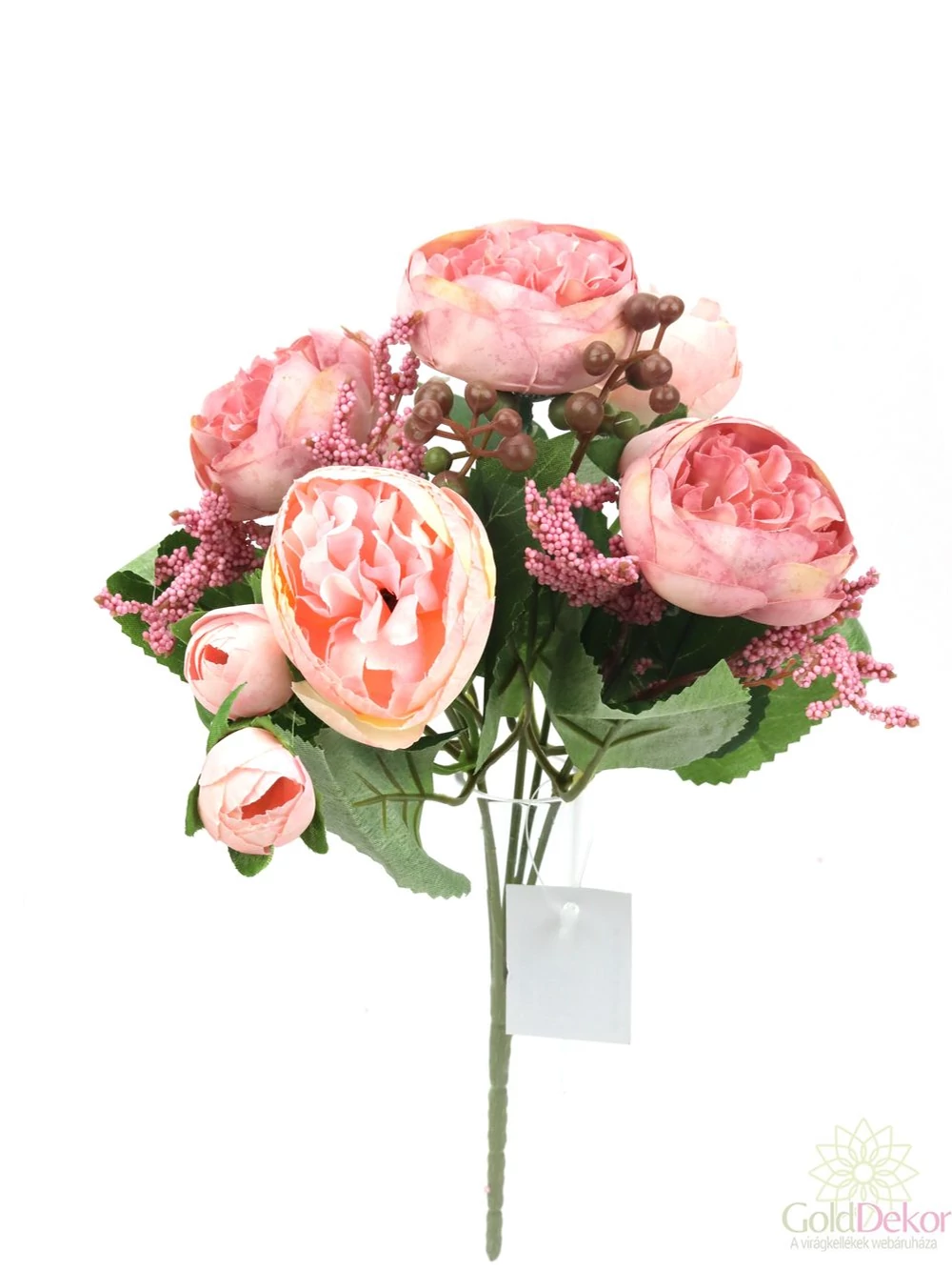 Kép 3/3 - 5+4 antik peonia csokor - Rózsaszín