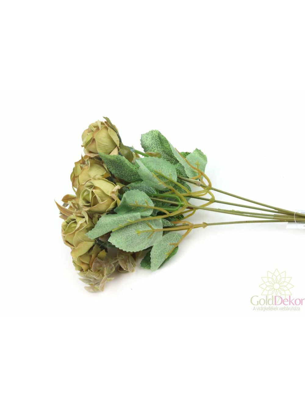 Kép 2/3 - Antik színű 10 fejes rósza csokor - Zöld