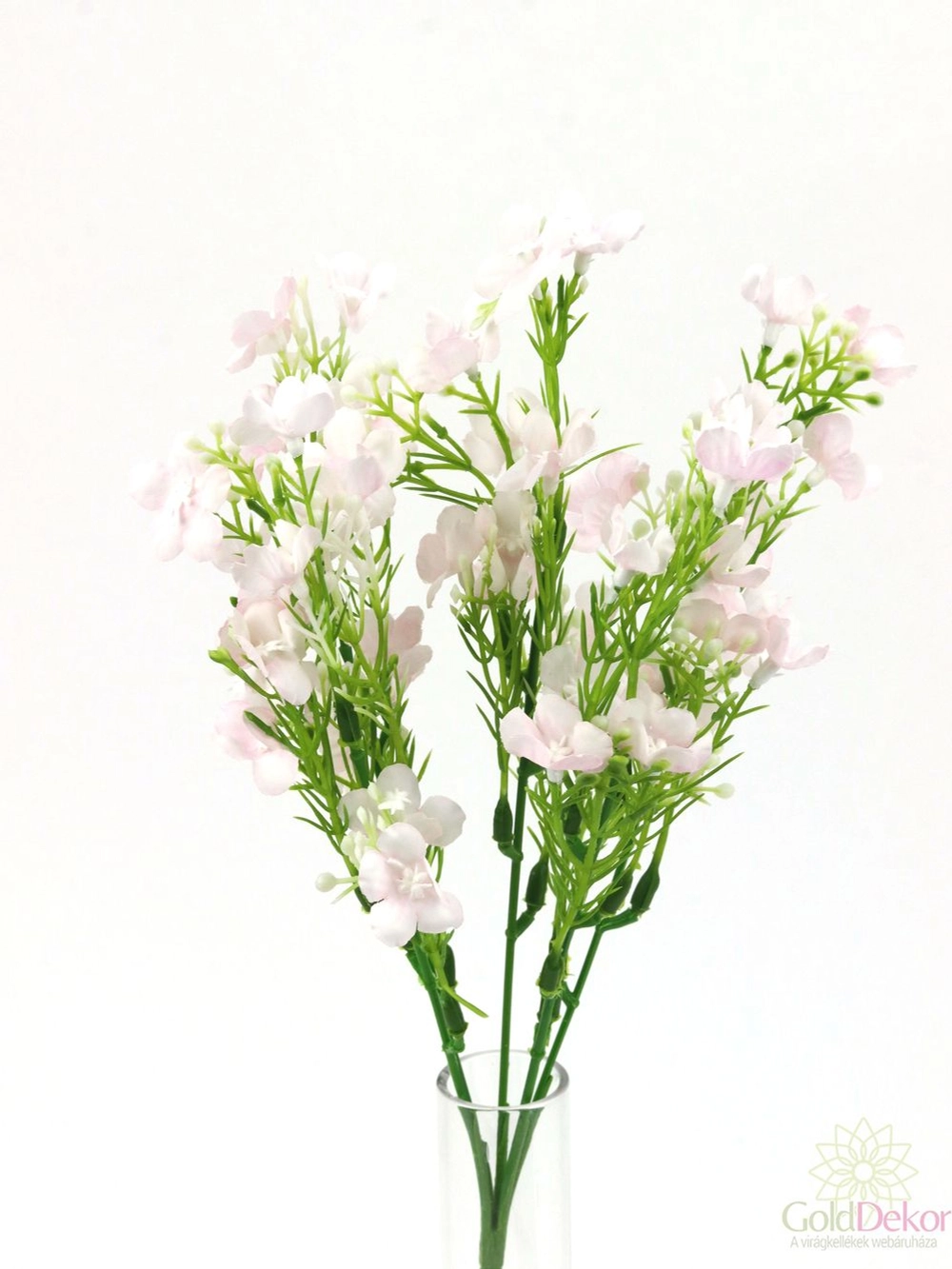 Kép 2/3 - Apró virágos zöld kiegészítő csokor - Halvány rózsaszín
