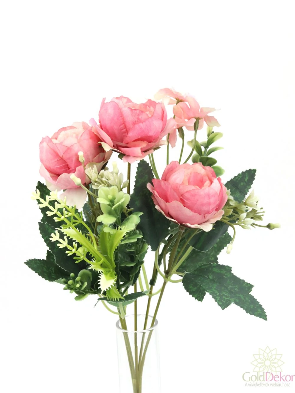Kép 2/2 - 3 fejes fodros paeonia csokor - Fáradt rózsaszín