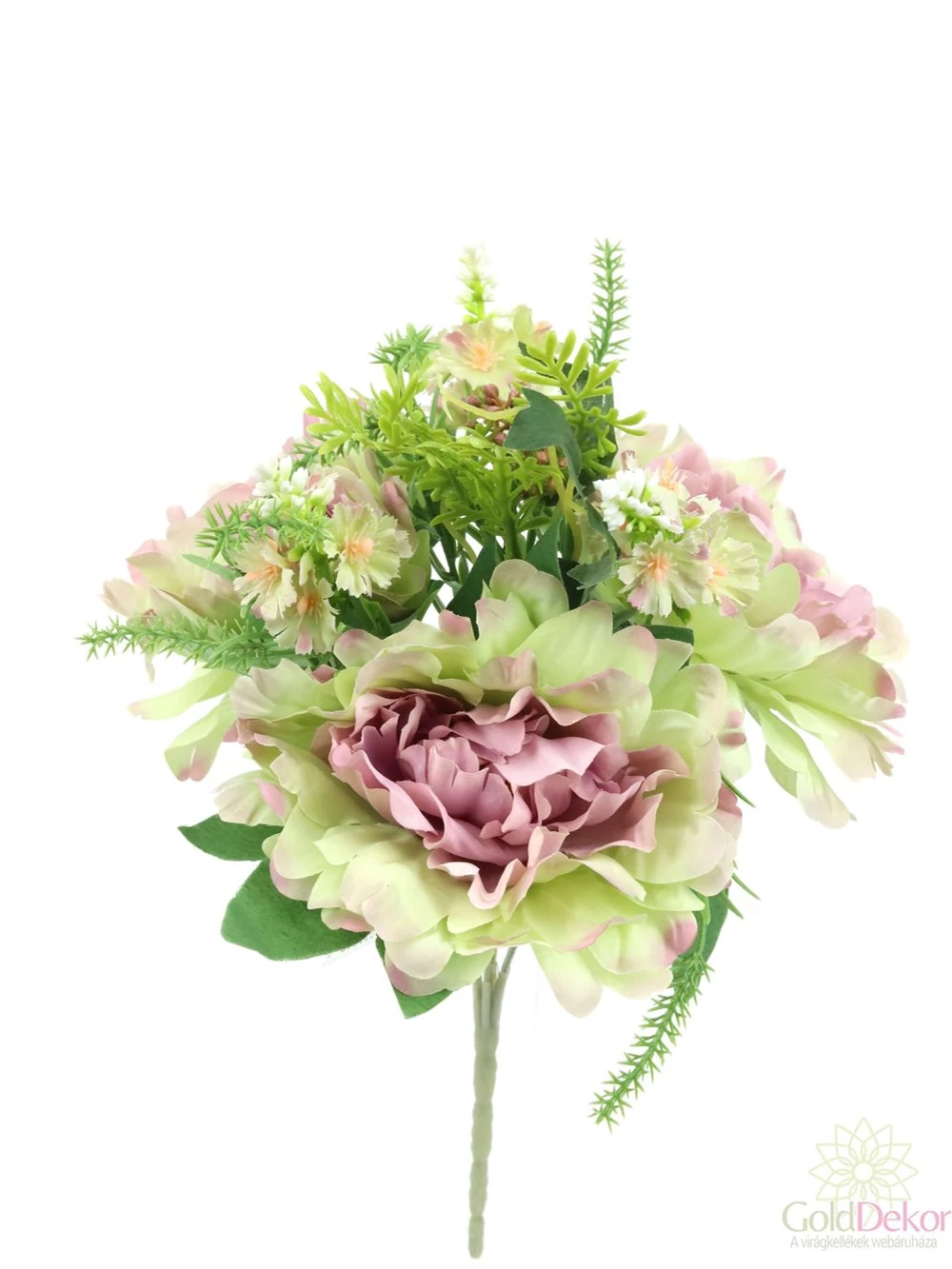 Kép 2/2 - 3 fejes paeonia csokor kiegészítővel - Lila