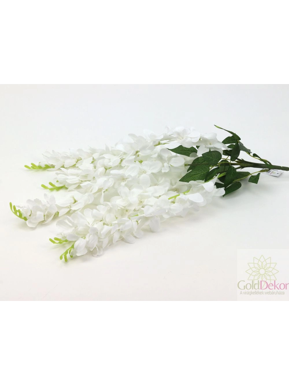 Kép 2/4 - Fehér csüngős virágú selyem 60 cm