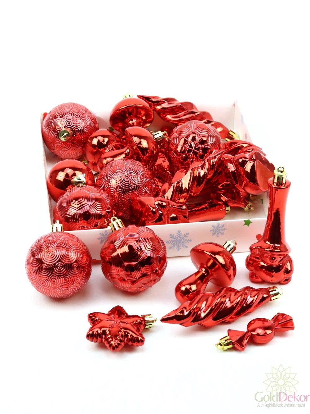 Kép 2/2 - Karácsonyfa dísz szett A - Piros