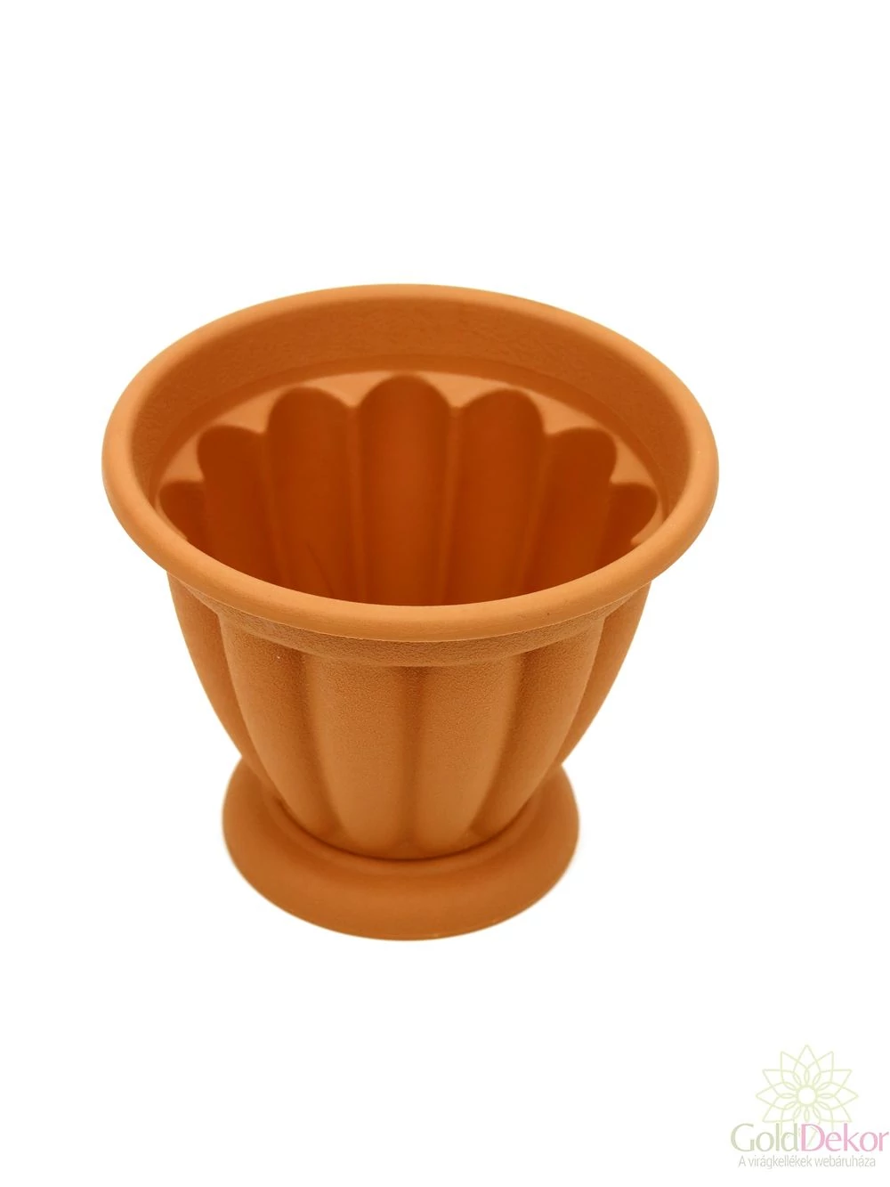 Kép 2/2 - Műanyag talpas terracotta kaspó 13 cm