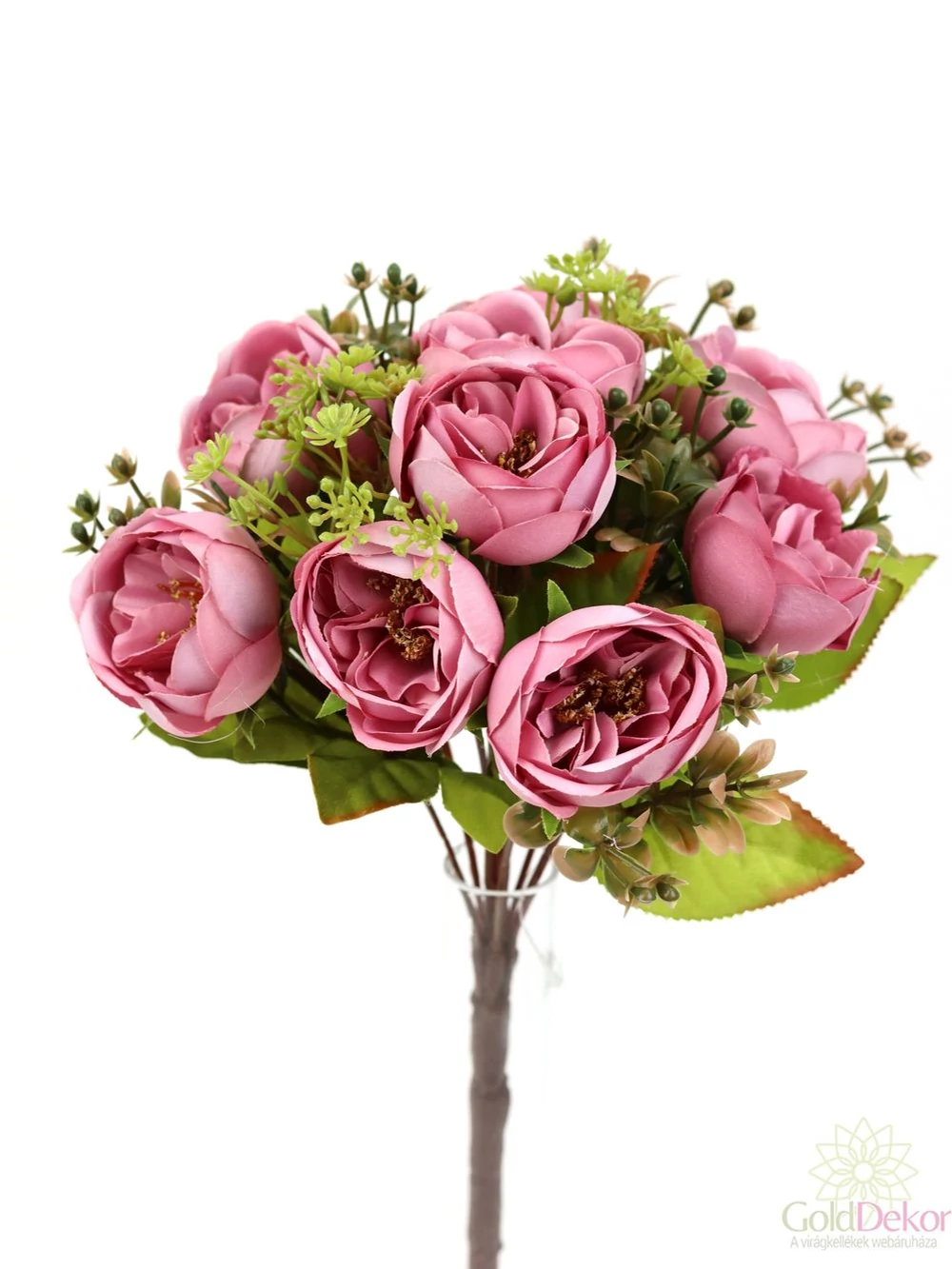 Kép 2/5 - Antik peonia csokor 9 fejes - Pink