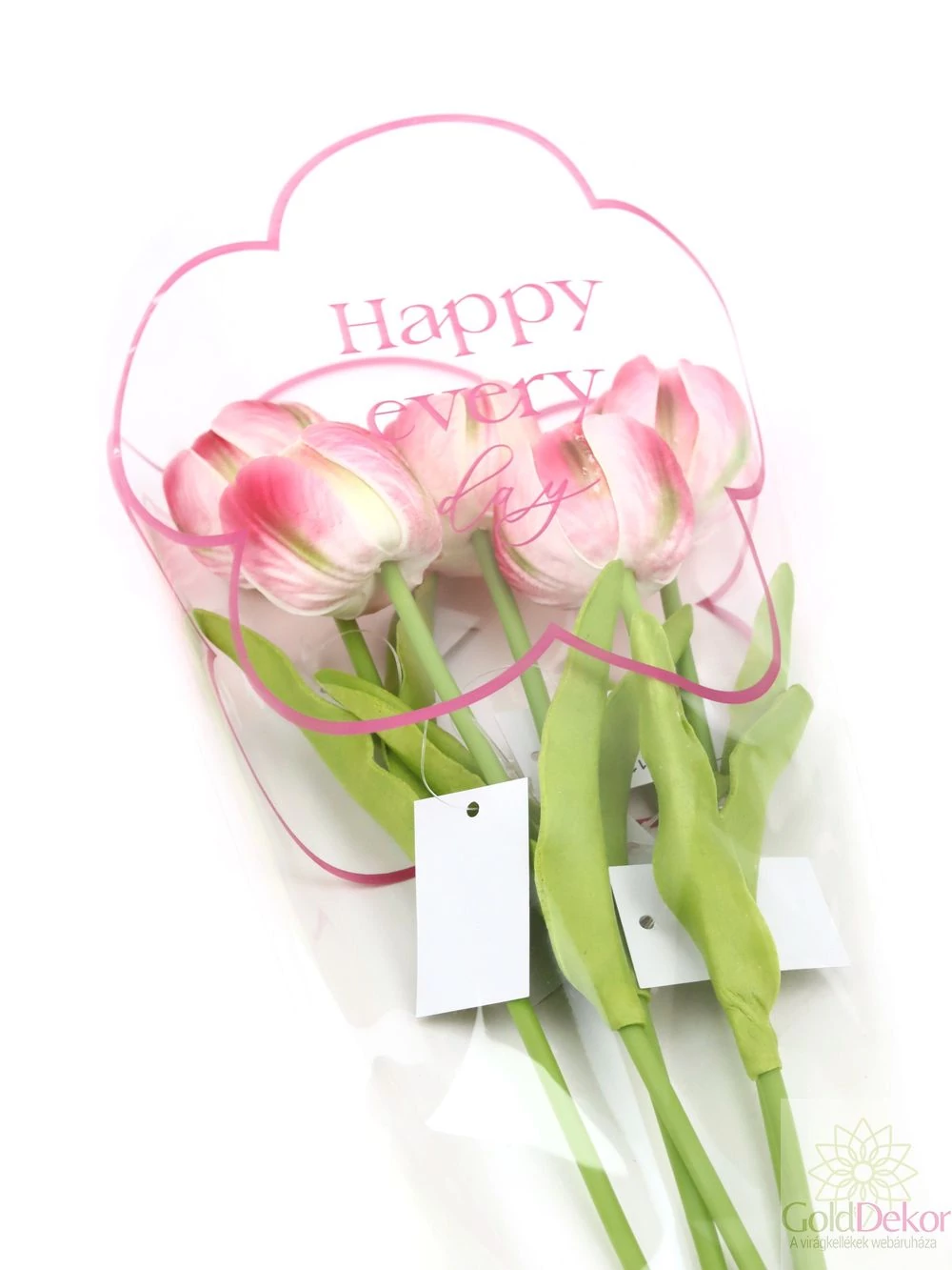 Kép 2/2 - Szálas virág tasak Happy every day - Pink
