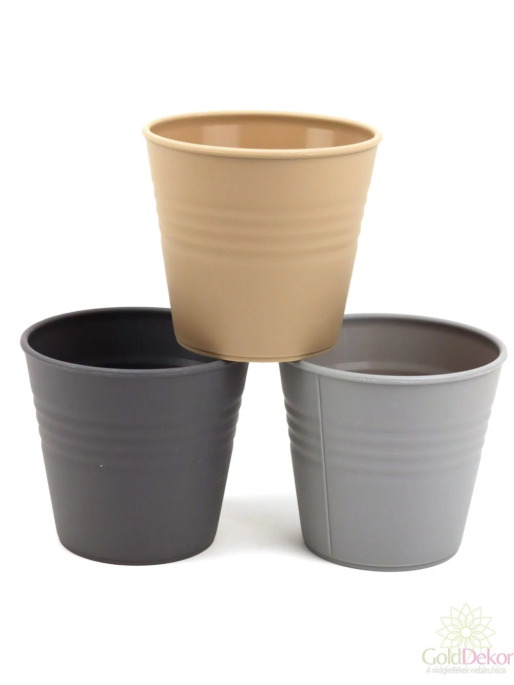Kép 2/2 - Műanyag kaspó 10 cm - Szürke