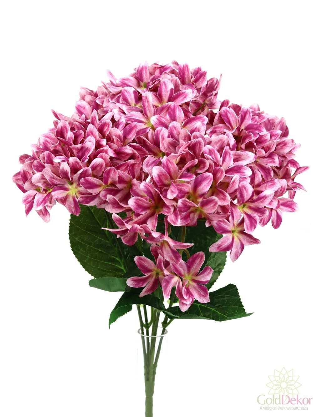 Kép 2/3 - Szeldelt szirmú hortenzia csokor - Cirmos pink