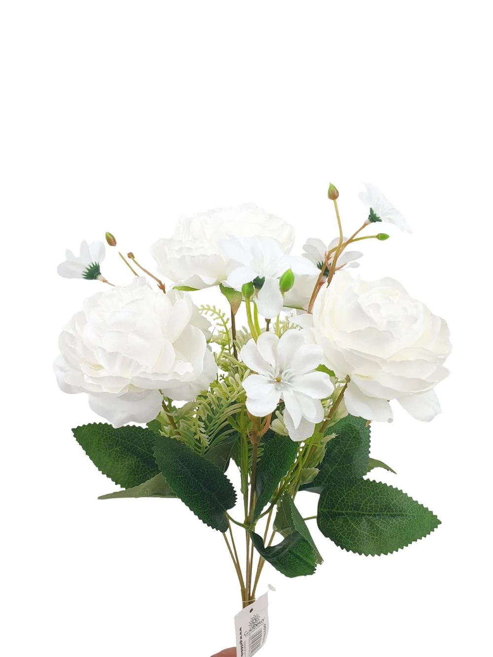 Kép 2/2 - 4 fejes peonia csokor  - Fehér