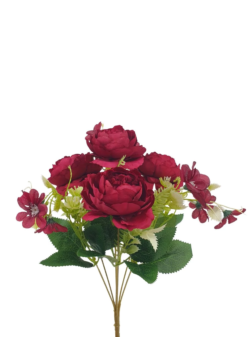Kép 2/2 - 4 fejes peonia csokor  - Bordó 