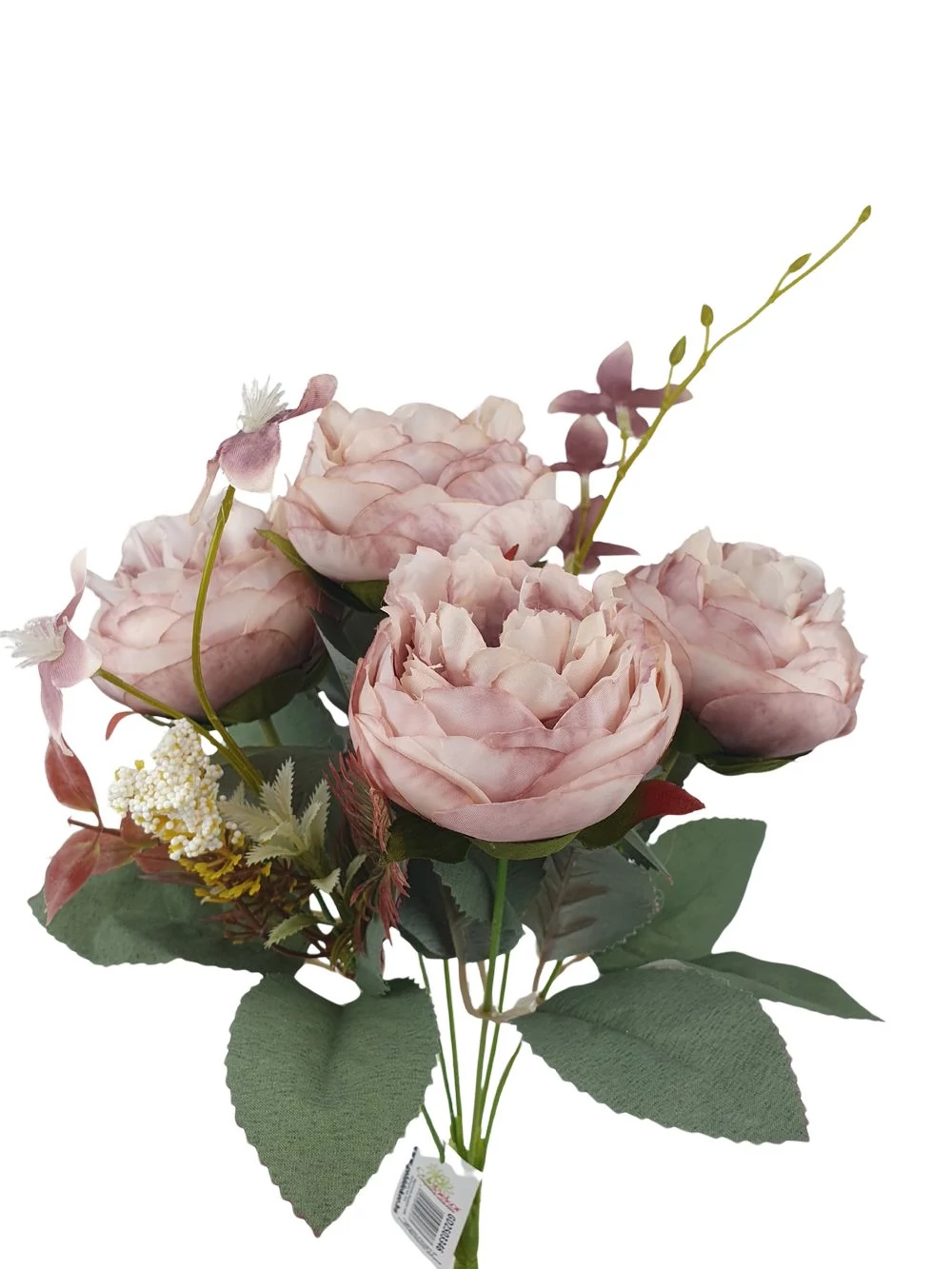 Kép 2/2 - 5 fejes peonia csokor fürt virággal - Púder