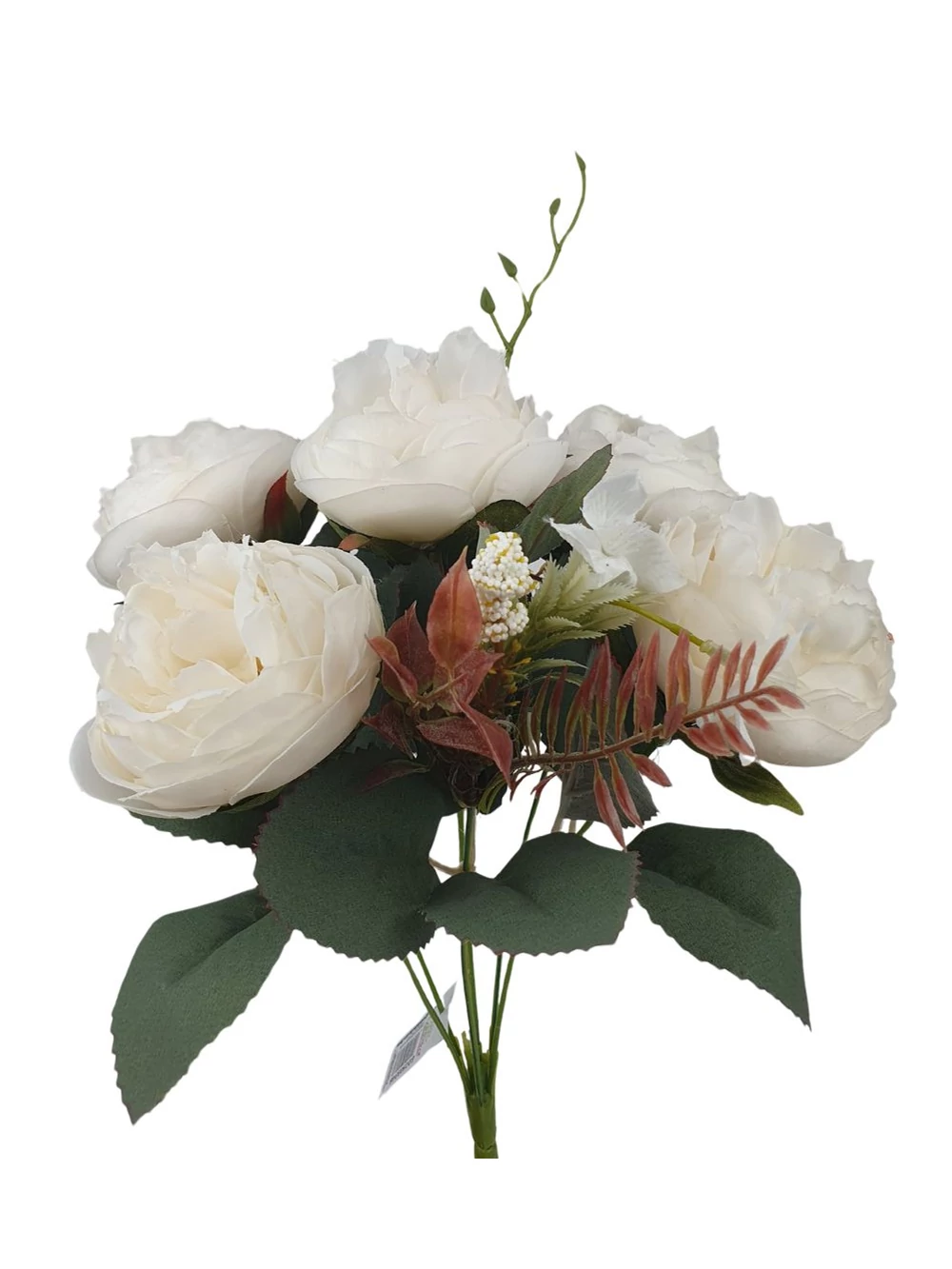 Kép 2/2 - 5 fejes peonia csokor fürt virággal - Fehér