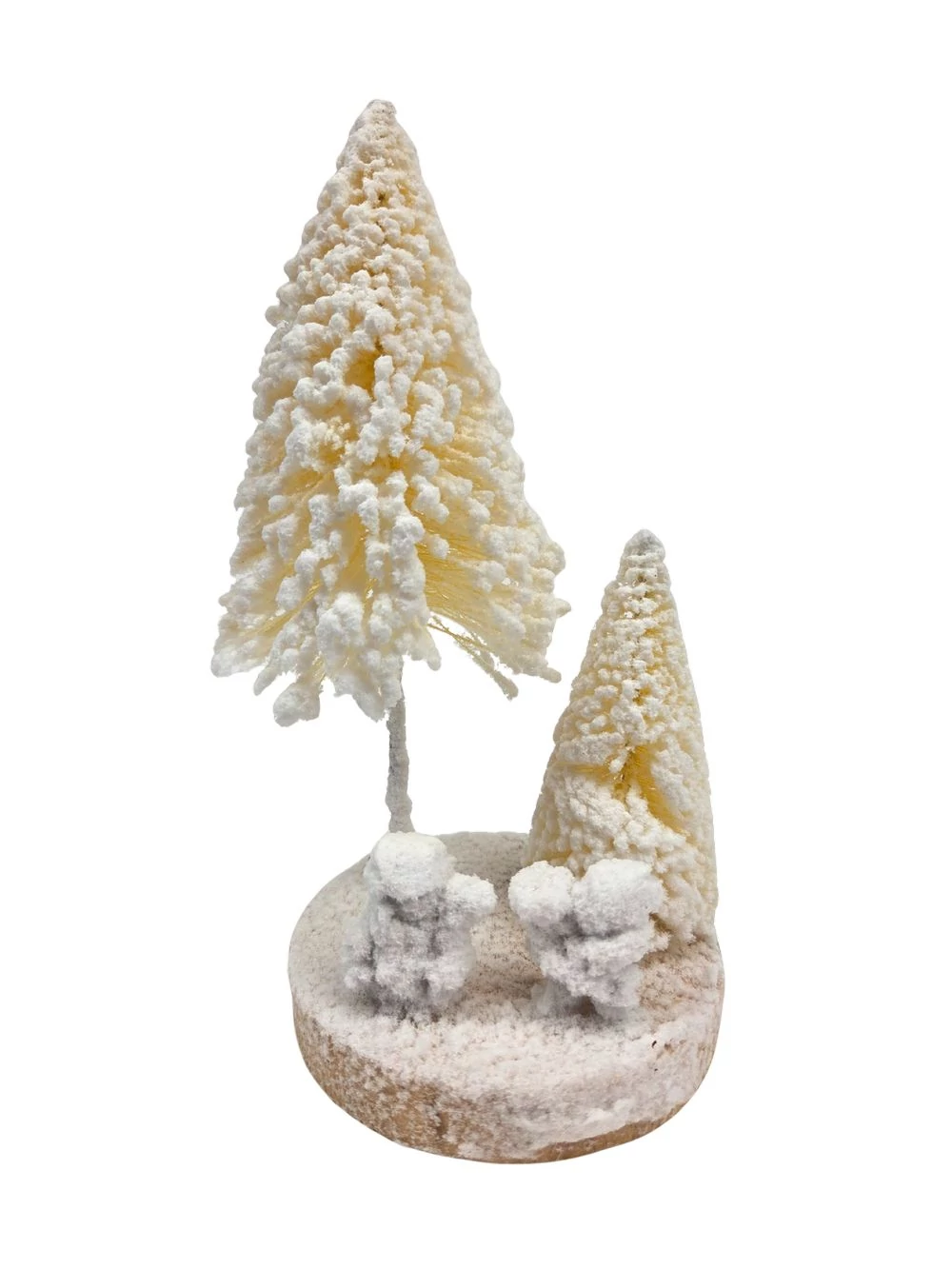 Kép 2/2 - Havas fa talpas fenyő+figura 20 cm - Krém