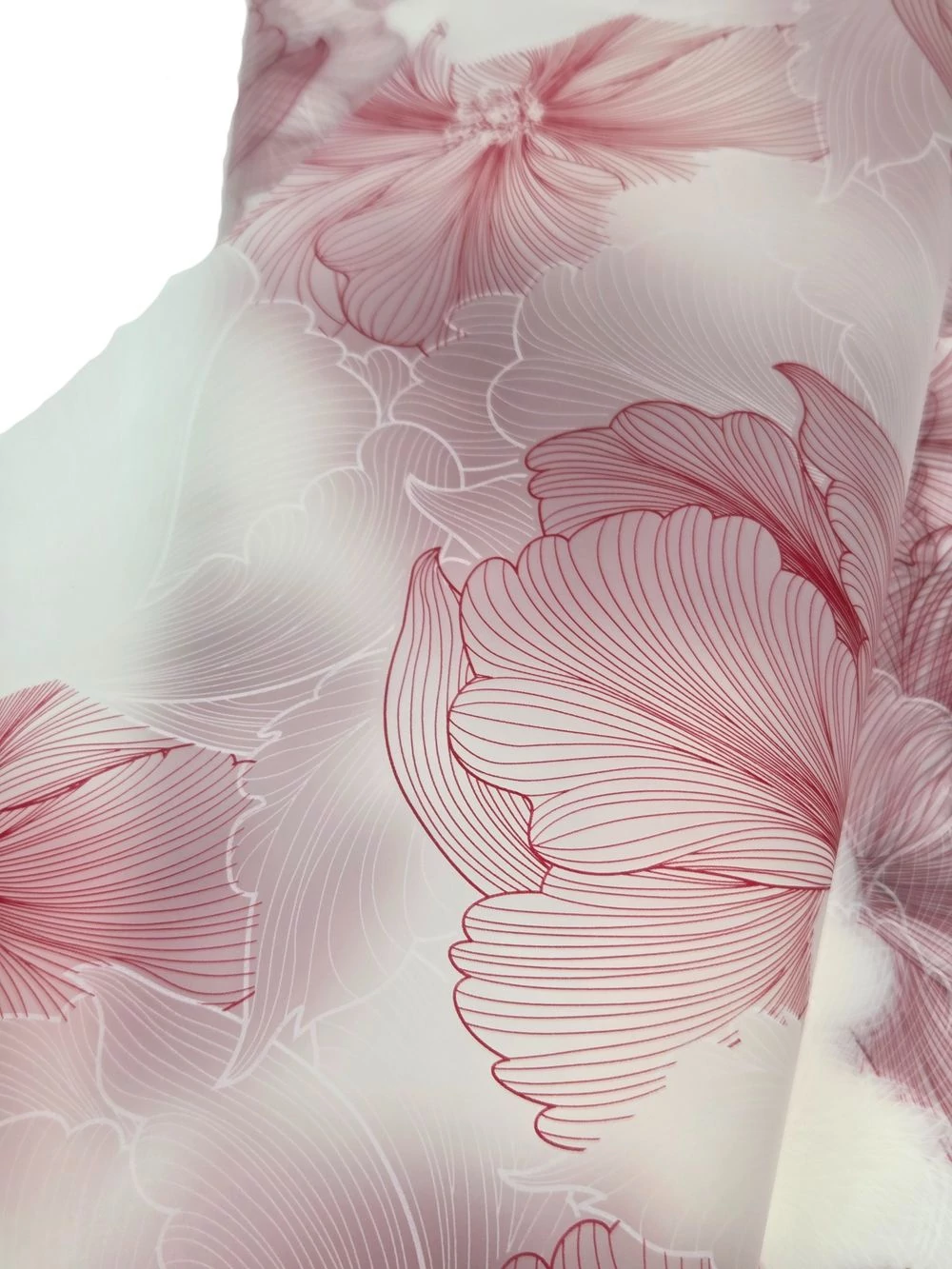 Kép 2/2 - Íves fólia 57*56 cm hibiszkusz virágmintás - Bordó