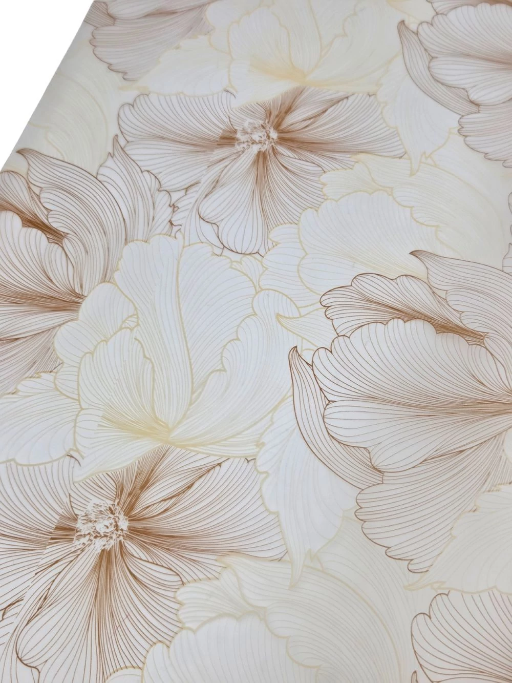 Kép 2/2 - Íves fólia 57*56 cm hibiszkusz virágmintás - Barna-krém