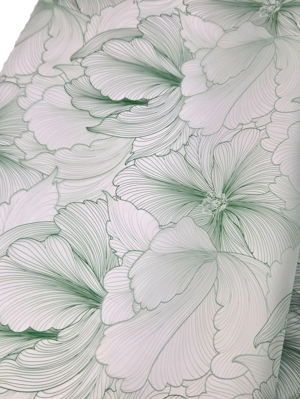 Kép 2/2 - Íves fólia 57*56 cm hibiszkusz virágmintás - Zöld