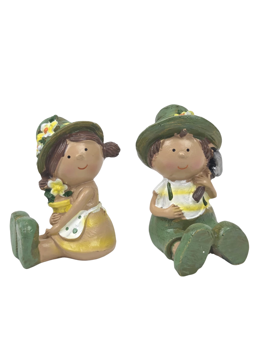 Kép 2/2 - Sárga-zöld ruhás kertész figura