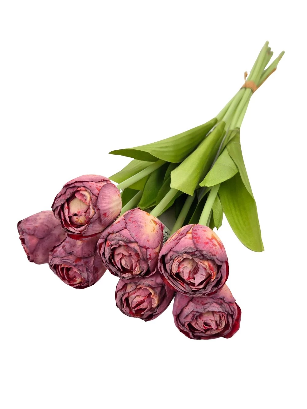 Kép 2/2 - 7 szálas szárított hatású tulipán csokor - Bordó